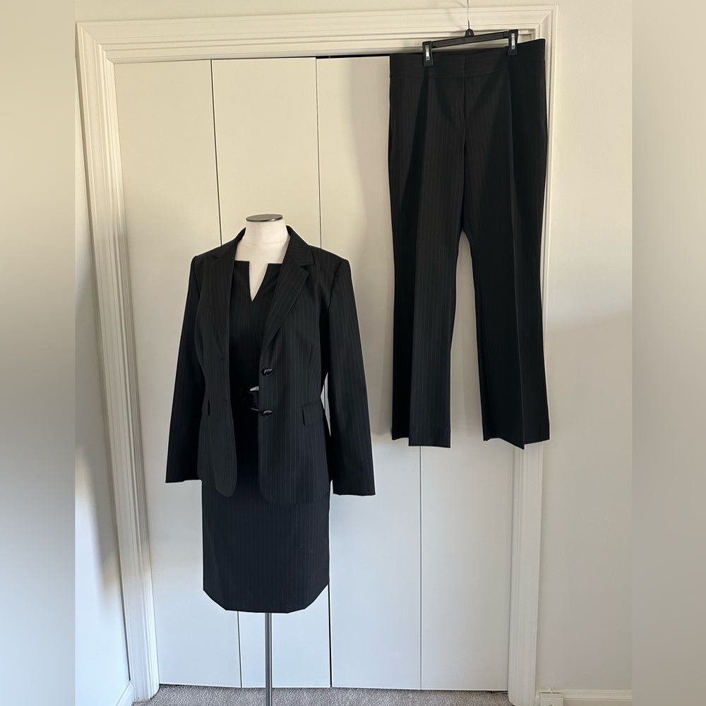 Black Pin Striped Antonio Melani Suit Set